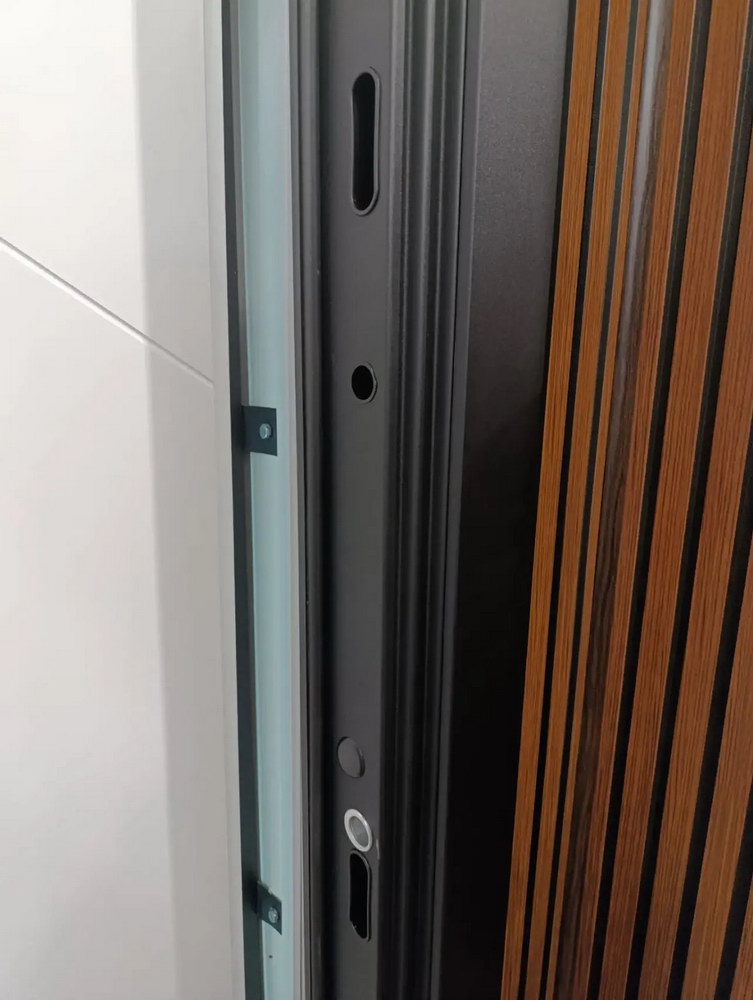 Входная дверь АСД "Life" (биометрическая дверная ручка Smart lock T888) Муар черный/Белый матовый