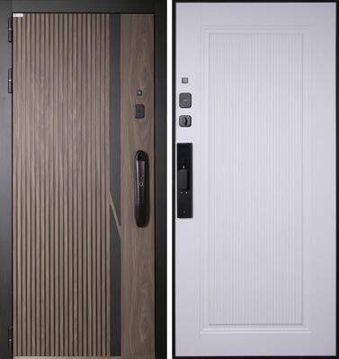Входная дверь АСД "Life" (биометрический замок Smart lock DZ 888) Муар черный/Белый матовый