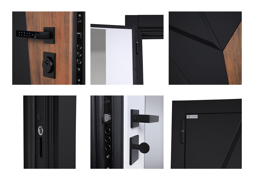 Входная дверь АСД "Макс 3D" с зеркалом (Smart lock DZ 888) Муар черный/Белый матовый