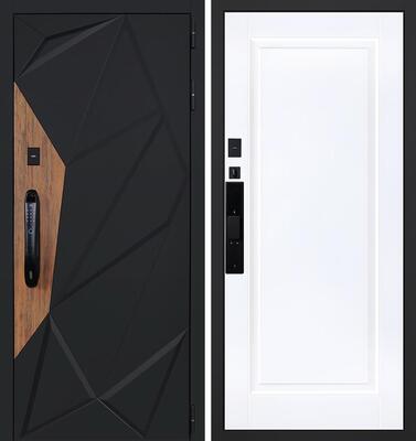 Входная дверь АСД "Макс 3D" (Smart lock DZ 888) Муар черный/Белый матовый