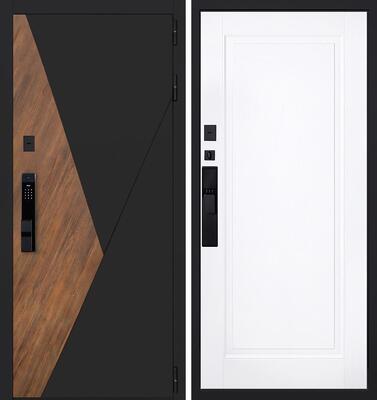Входная дверь АСД "Plata" (биометрический замок Smart lock Y23) Муар черный/Белый матовый