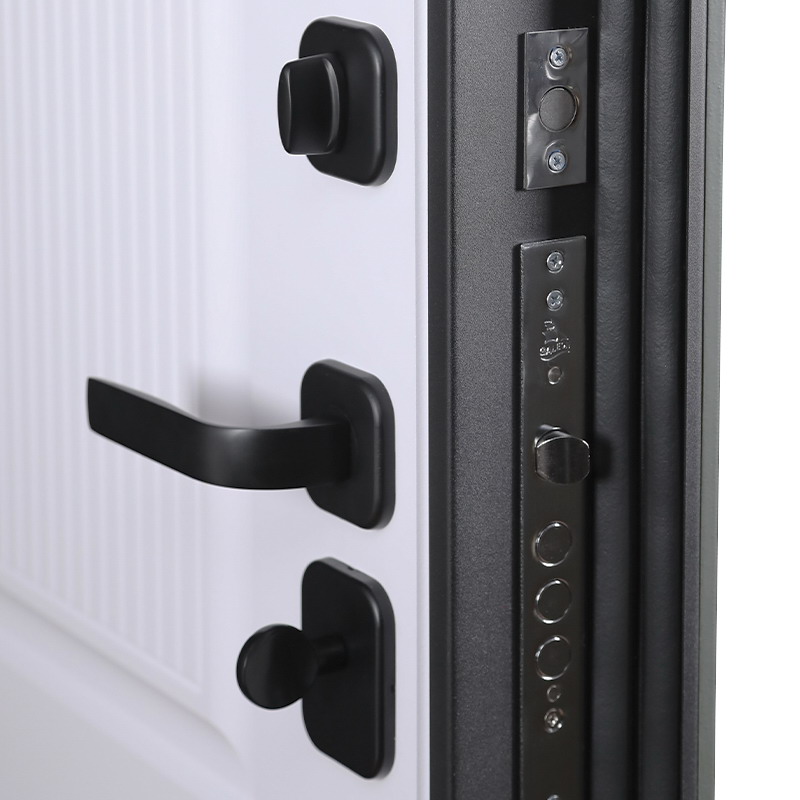 Входная дверь АСД "Scandi" (биометрический замок Smart lock К06) Муар черный/Белый матовый