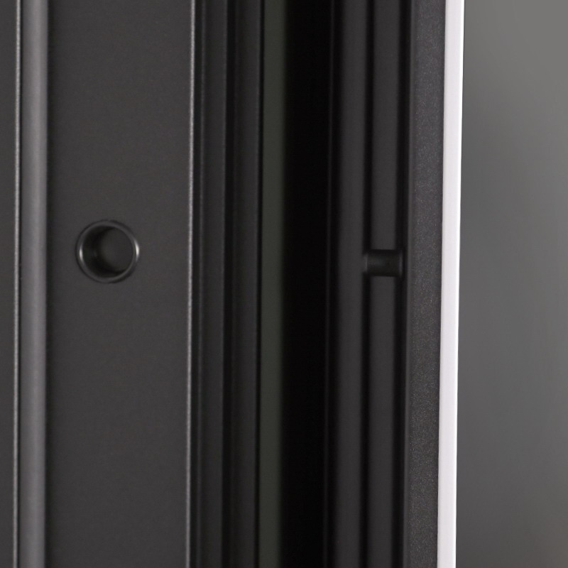 Входная дверь АСД "Scandi" с зеркалом (биометрический замок Smart lock R06) Муар черный/Белый матовый