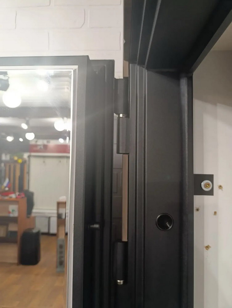 Входная дверь АСД &laquo;Сидней&raquo; с зеркалом (биометрический Smart lock замок Y23) Муар серый/Белый матовый