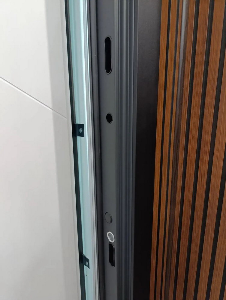 Входная дверь АСД "Storm" (биометрическая дверная ручка Smart lock T888) Муар серый/Белый матовый