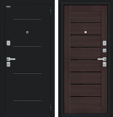 Входная дверь BRAVO Техно/BChrome Букле черное/Wenge Melinga