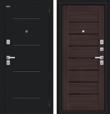 Входная дверь BRAVO Техно/BChrome Букле черное/Wenge Melinga
